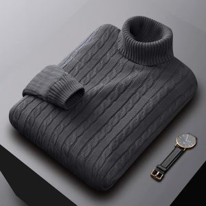 Foreign trade solid color sweater men's turtleneck jacket trendy Korean version loose plus size casual all-match knitted pullover