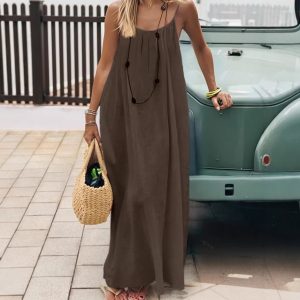 2026 New Cross-Border Women's Spaghetti Strap Loose Casual Summer Dress, High-End and Elegant Spring/Summer Women's Clothing