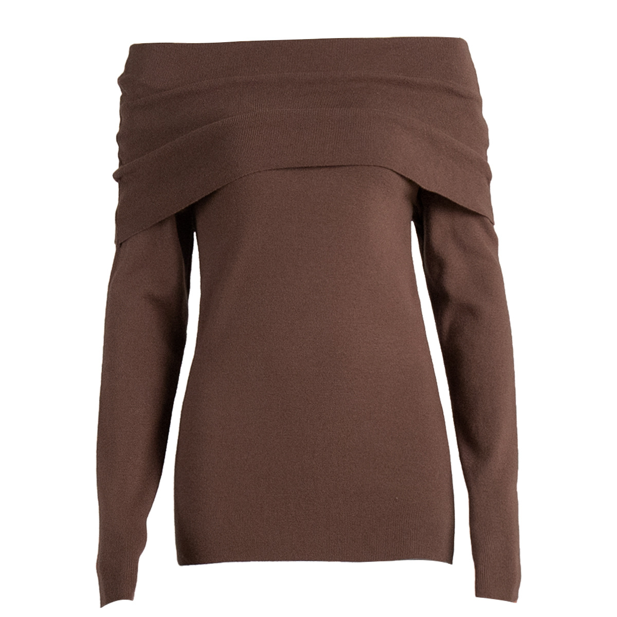 Women's Cross-Border Sweater 2025 Autumn/Winter European and American Style Long-Sleeved Knitted Base Layer Top, Off-Shoulder Sexy Slim Fit Top - Image 5