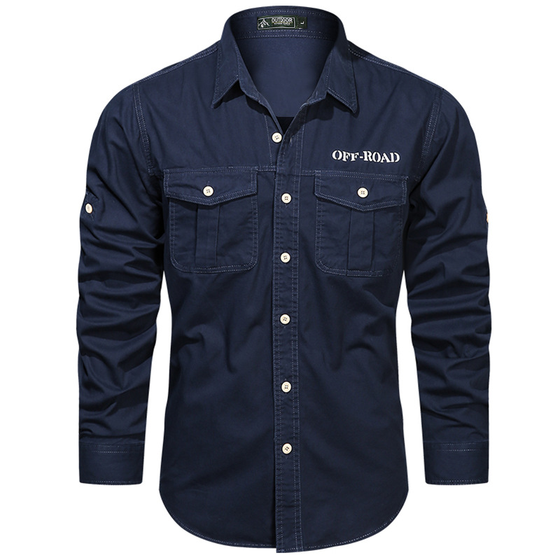 2024 Spring and Autumn New Shirt Men's Long Sleeve Cotton Casual Solid Color Shirt Middle-aged and Young Worker Slim Jacket - Image 15