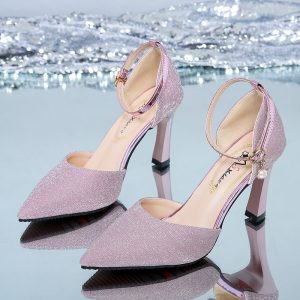 2023 Autumn New Arrival Strap Strap High Heels Pointed Toe Hollow Sequin Single Shoes Stiletto Heel Women's Shoes Wholesale