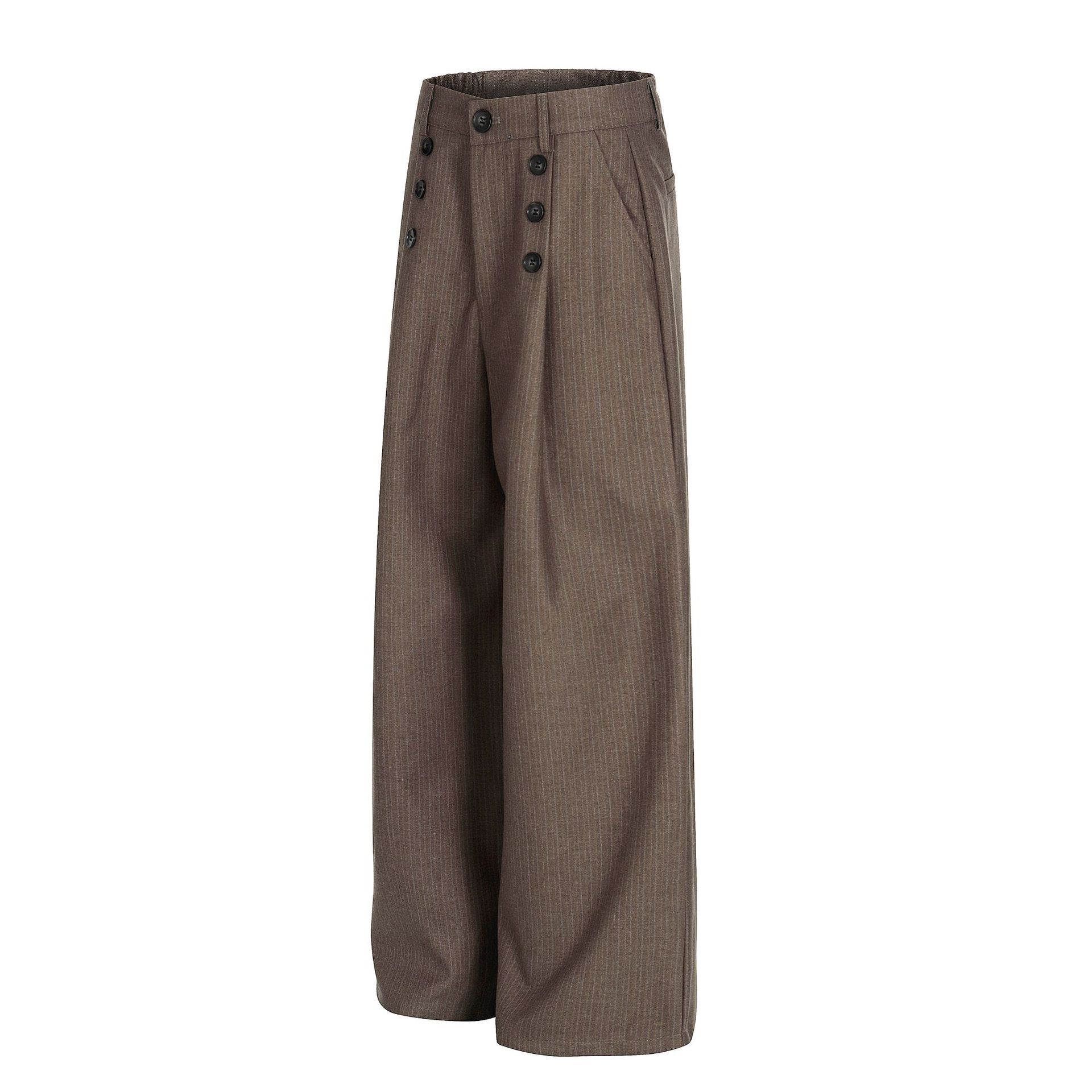 C935 American High Street Retro Style Men's Bamboo Pattern Premium Design, Loose Wide-Leg Casual Dress Pants - Image 2