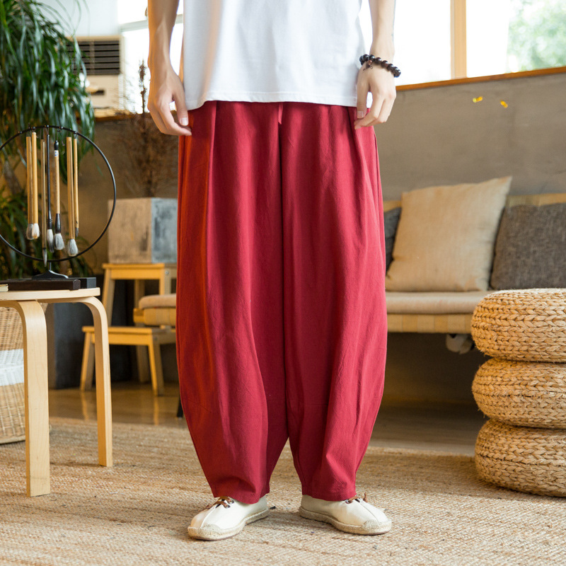Foreign trade spring and summer new cotton and linen men's casual bloomers Chinese style linen layman's clothing Zen long pants - Image 8