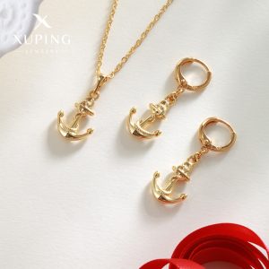Rope-Style Anchor Necklace and Earring Set