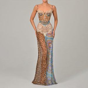 Amazon 2025 Summer Sexy Women's Suspender Maxi Dress, European and American Hot Girl Slit Strapless Chiffon Dress