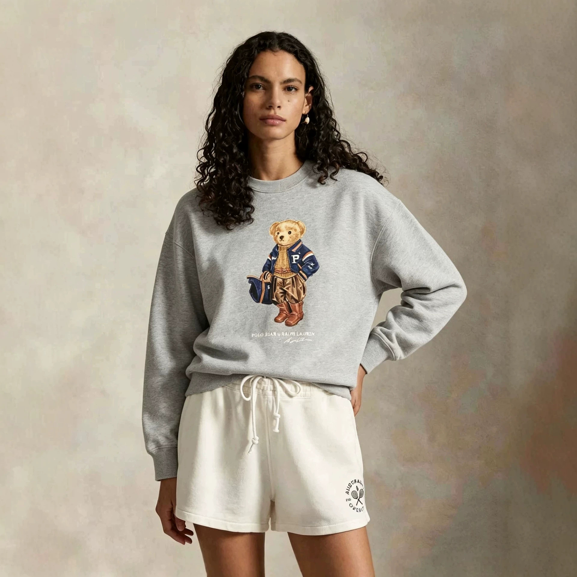 2026 Autumn/Winter European Cross-Border Classic Cartoon Luggage Bear Print Casual Classic Hoodless Sweatshirt - Image 2