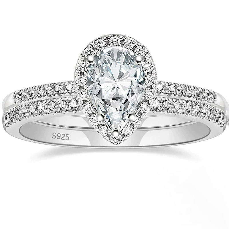 Factory direct wholesale of European and American S925 stainless steel rings with 6x9 teardrop-shaped zircon stones, pear-shaped sets, and simulated diamond rings. - Image 11