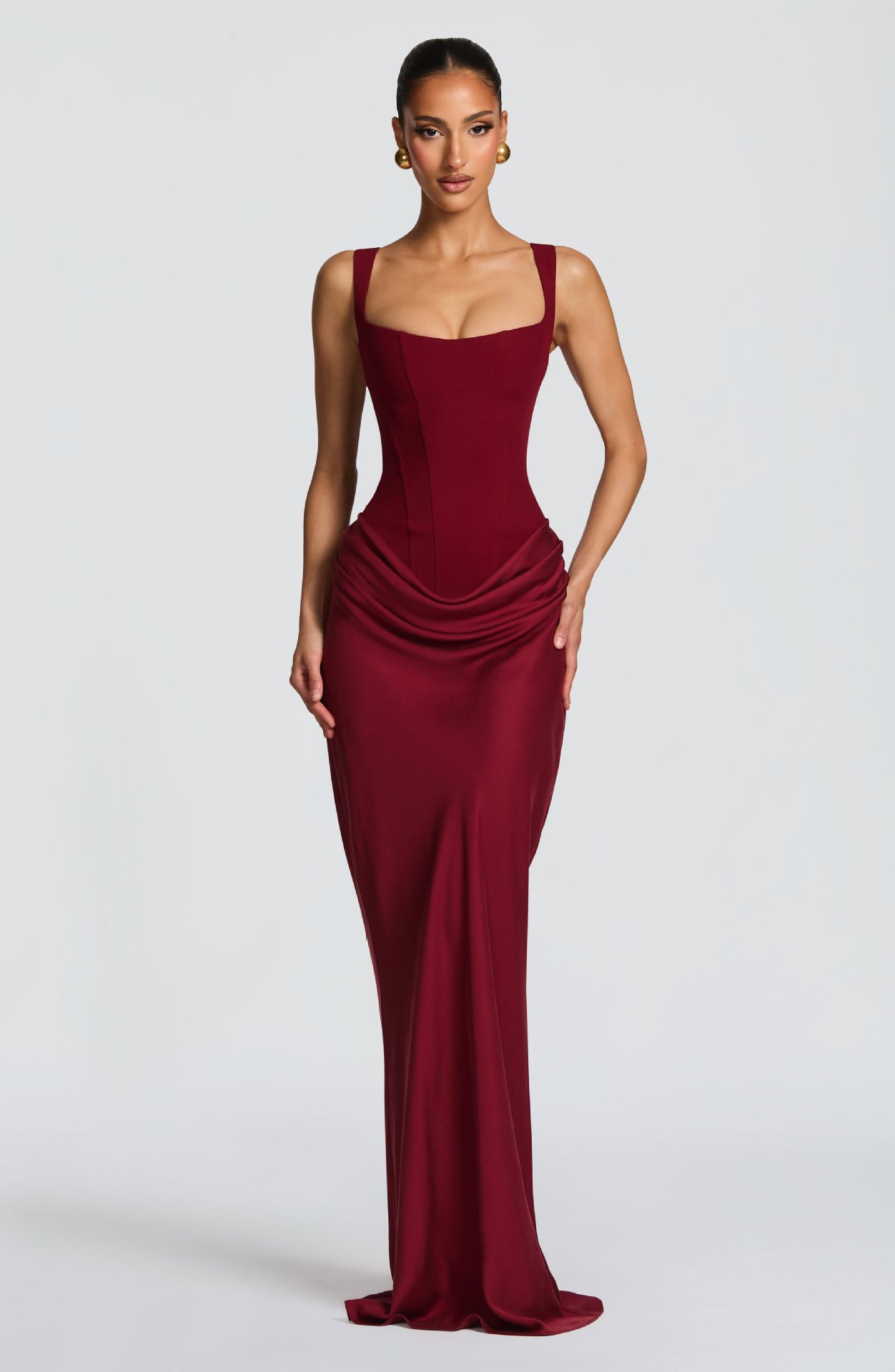 European and American style women's casual long-sleeved slim-fit herringbone pure and sexy suspender long dress slim solid color hip-hugging dress - Image 12