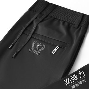 Men's Ice Silk Pants, Summer Ultra-Thin Casual Pants, Loose Straight Leg, Quick-Drying, Elastic, Korean Style Trendy Sports Pants