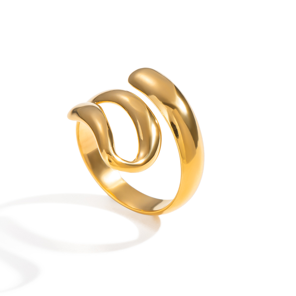 Xia Ling Cross-Border Fashion Open Ring, Stainless Steel Vacuum Plated 18K Gold, European and American Simple Fashion Jewelry - Image 6