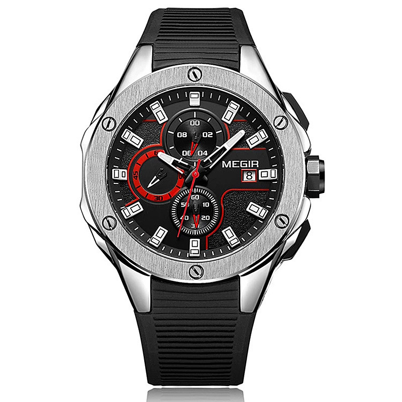 MEGIR cross-border explosive multifunctional fashion silicone strap sports quartz watch men's waterproof luminous wholesale watch - Image 9