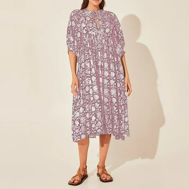 Amazon AliExpress cross-border best-selling personalized artistic European and American style rayon floral print dress - Image 6