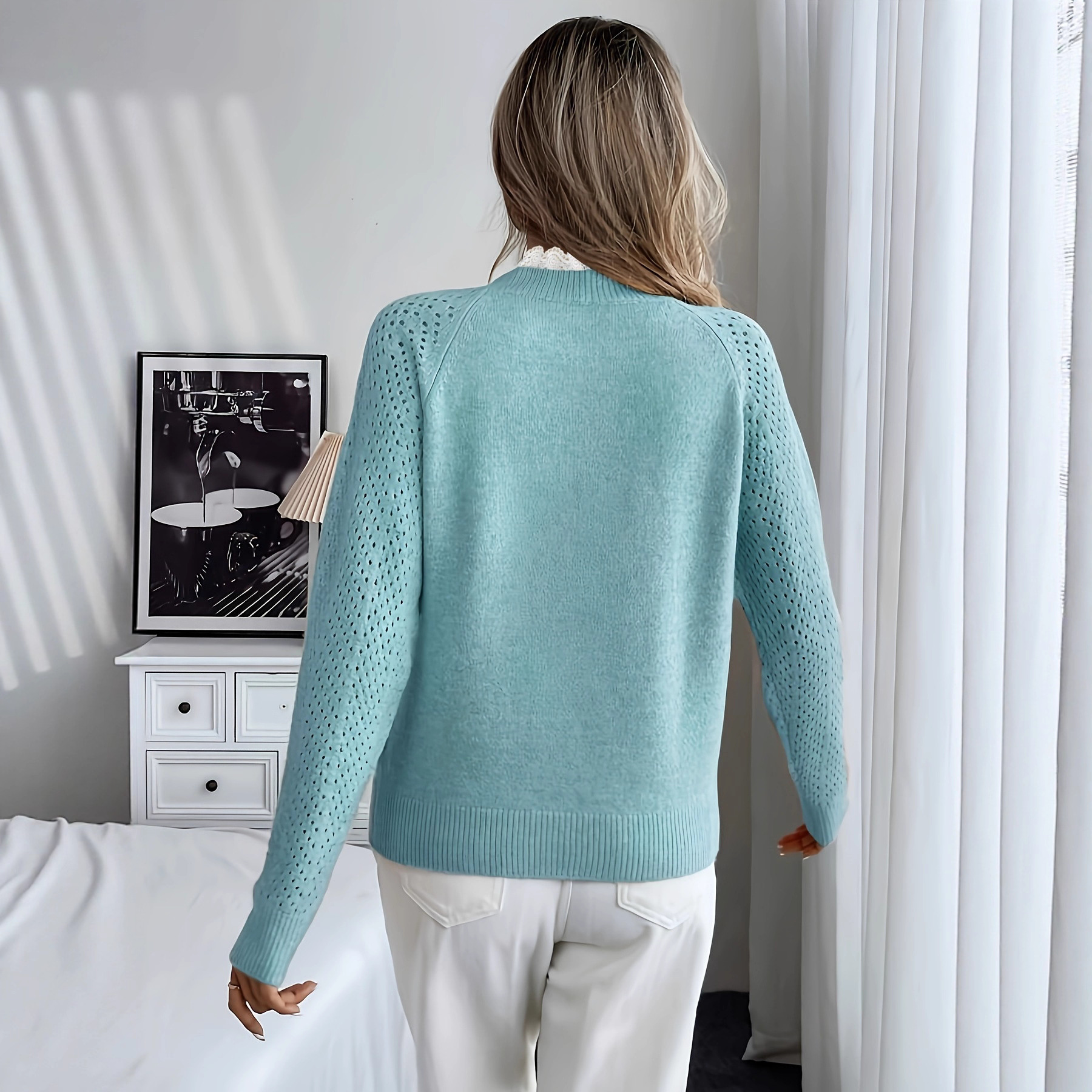 Autumn 2025 New Women's Clothing Chanel-Style Knitted Sweater, Thin Hollow-Out Sweater, Button Design, Unique Top - Image 3