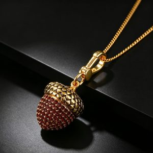 Cross-border trade jewelry, full diamond 3D openable nut pendant, acorn pendant necklace, hazelnut pendant keychain