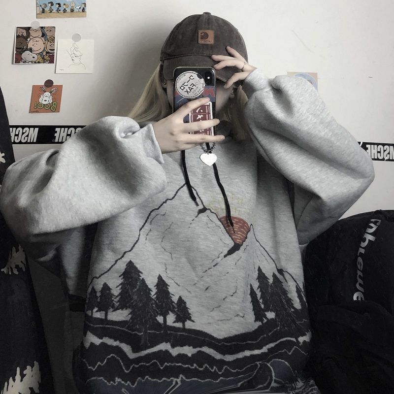 2021 Autumn and Winter Trend ins Harajuku Pink Girl Cartoon Anime Print Loose Plush Hooded Sweatshirt Women - Image 6