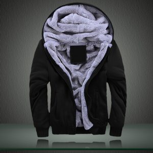 Cross-border fleece sweater winter new solid color hooded sweater men's warm jacket youth large size casual men's clothing