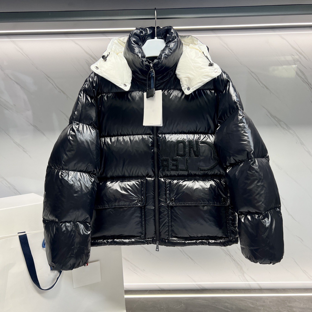 Correct version M home 23SS short lacquered nylon fabric bread down jacket unisex style detachable hood - Image 8