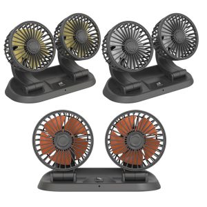 Car mini five-blade 360°rotatable fan creative adjustment wind power stop sign fan car supplies
