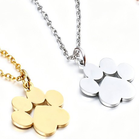 Cross-border best-selling titanium steel creative pet cat paw and dog paw pendant necklace, women's personalized and simple clavicle chain jewelry