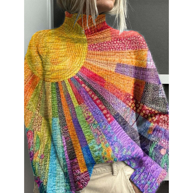 New Christmas Abstract Print Casual Cape Cardigan Sweater for Foreign Trade and Cross-Border - Image 27