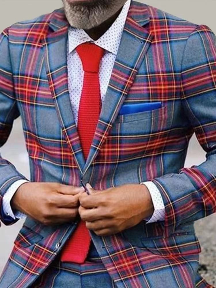 Cross-border foreign trade hot-selling spring and autumn new digital printing plaid men's casual suits and casual jackets - Image 18