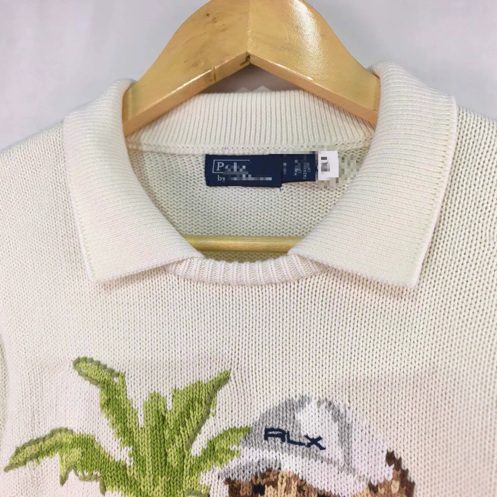 Scannable QR code R-L High-quality Autumn/Winter Pure Cotton Round Neck Knitted Long-Sleeve Tropical Golf Bear Cartoon Sweater for Women - Image 3