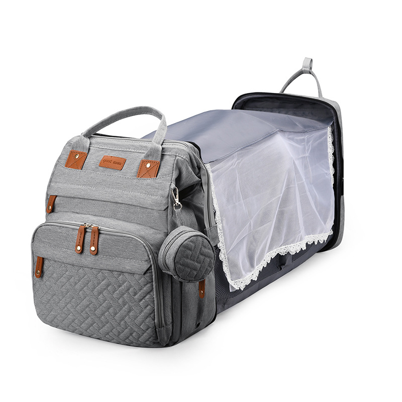 Mommy bag Amazon hot sale 900D cationic bed bag mother and baby bag mosquito net usb charging multifunctional mommy bag - Image 3