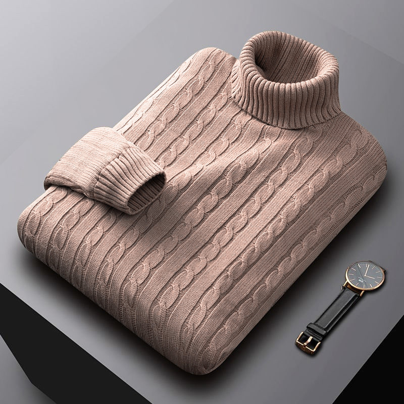 Foreign trade solid color sweater men's turtleneck jacket trendy Korean version loose plus size casual all-match knitted pullover - Image 7