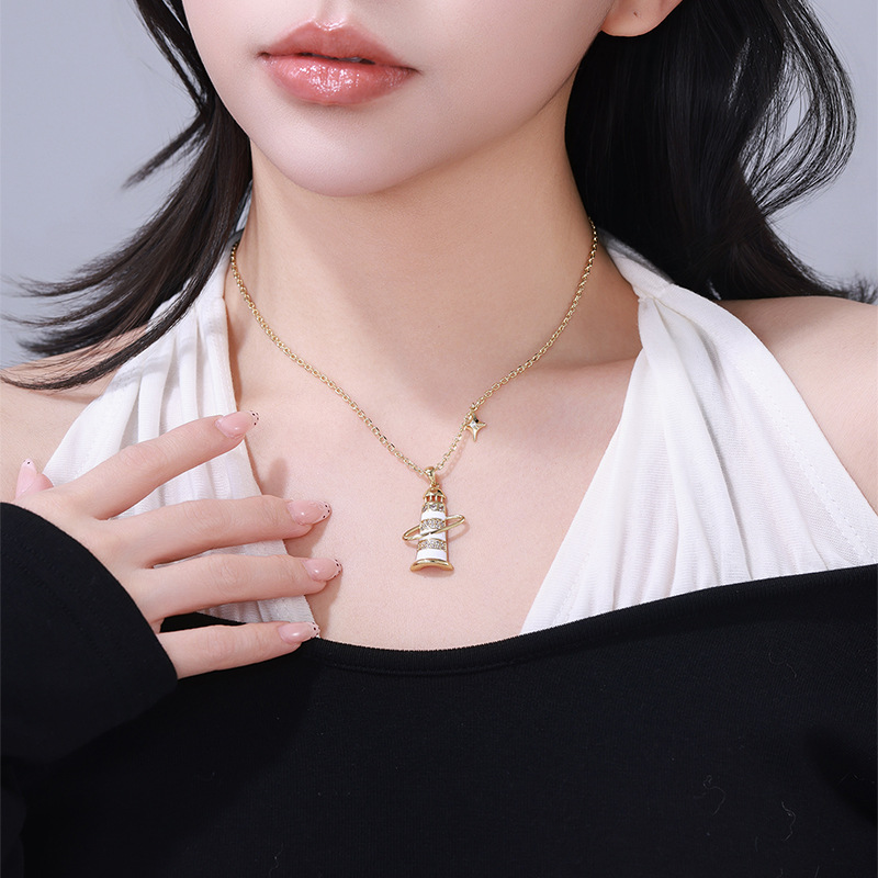 Xuping Fashion Niche Design Star Lighthouse Earrings and Necklace Jewelry Set - Festive and Elegant Earrings and Necklace - Image 5