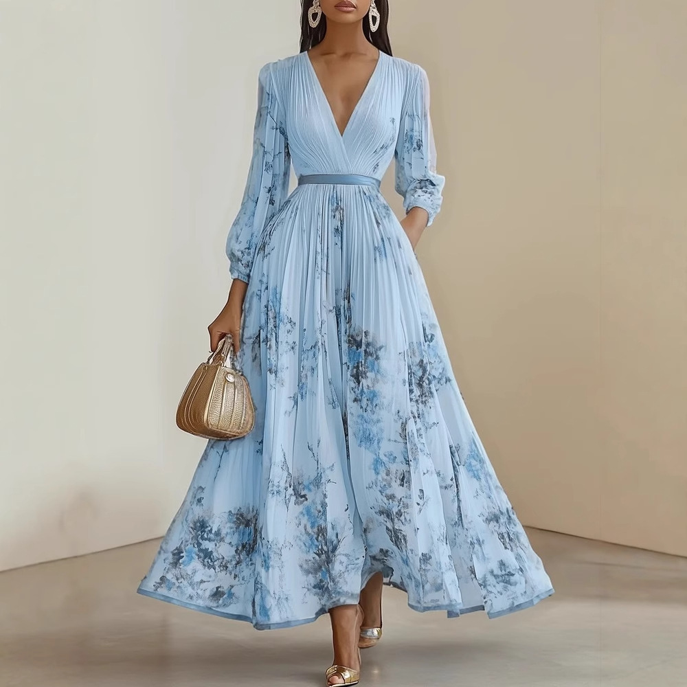 2025shein temu Cross-border Amazon Independent Station European and American Foreign Trade Bestselling Printed Vacation Dress - Image 4