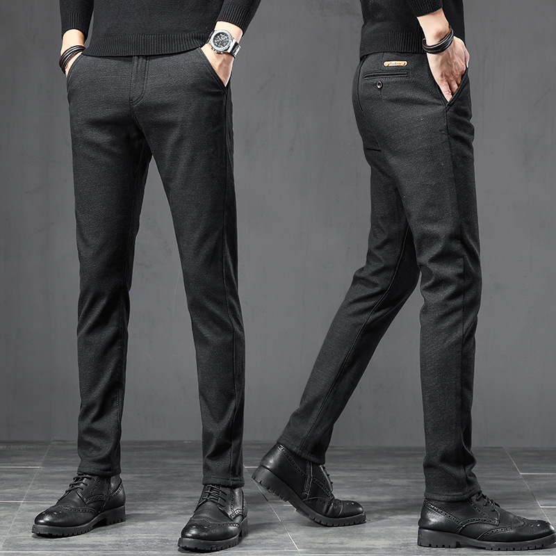 Hot-selling fashion autumn and winter casual pants for men Korean style slim-fitting pants for men with oblique pockets wholesale