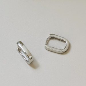 Texture all-over S925 silver ear buckle earrings for women, simple U-shaped earrings, cool style fashionable earrings, high-end