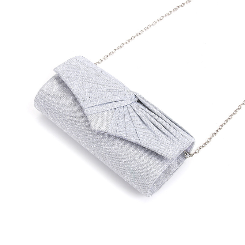 Factory cross-border European and American crossbody evening bag pleated lace women's bag solid color Clutch handbag chain evening makeup bag - Image 5
