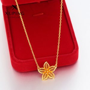 Xuping Jewelry's Imitation Gold Flower Necklace: A Luxurious, Niche, Minimalist, and Simple Hollow-Out Design - Mother's Day Gift - Wholesale