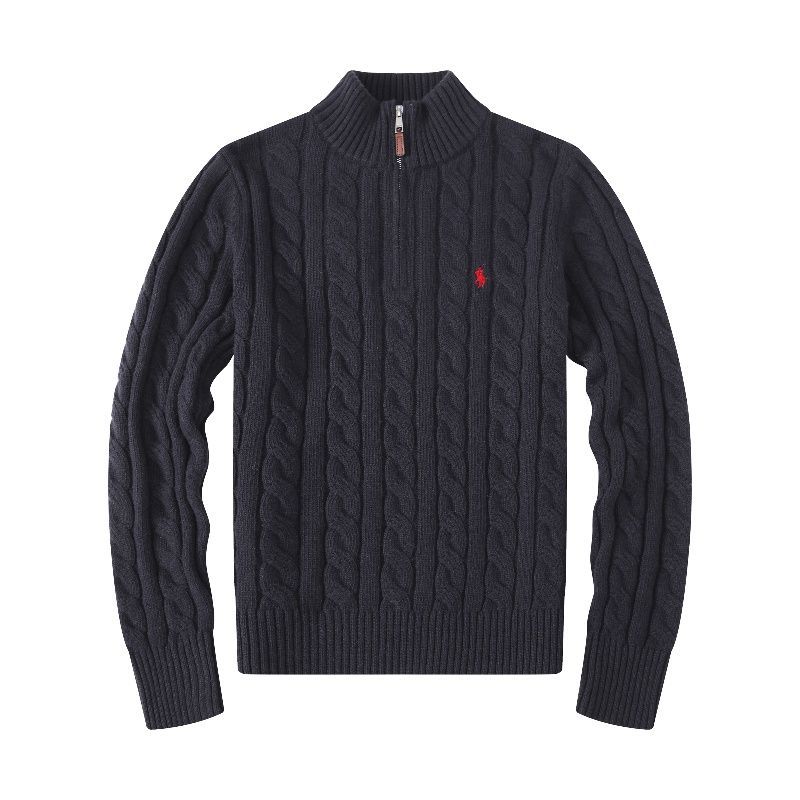 Foreign trade Paul Polo sweater men's half zip thickened twist pullover wool sweater embroidered pony logo new - Image 3