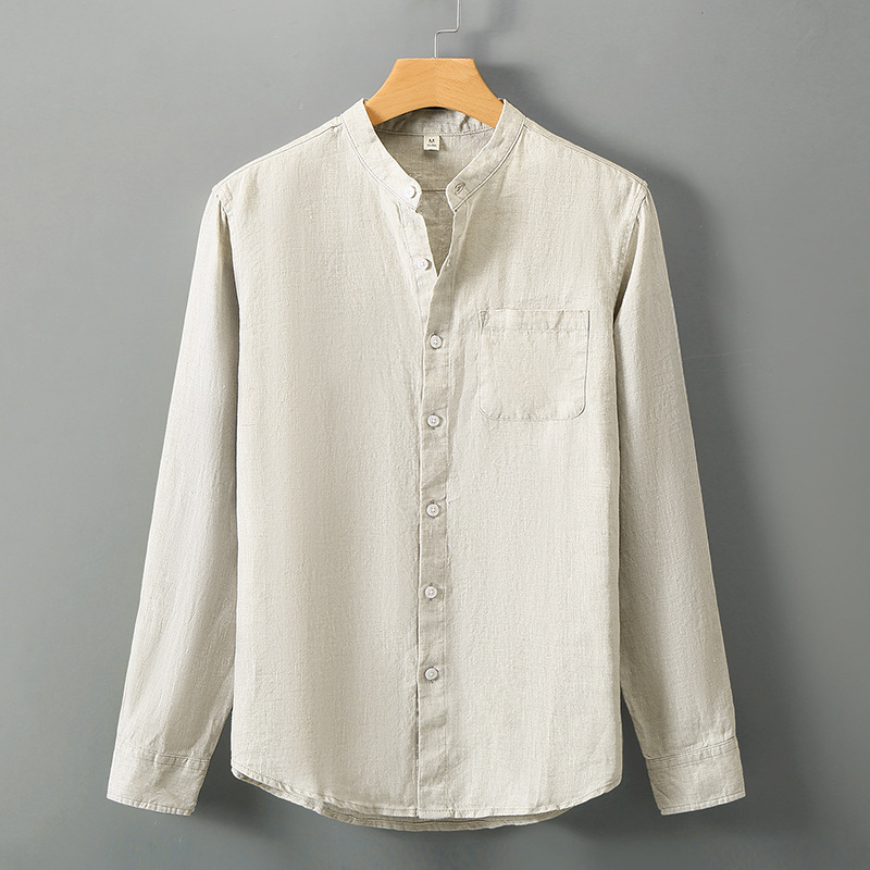 Summer linen short-sleeved shirt for middle-aged men's business casual pure linen pocket shirt loose cardigan half-sleeved linen clothing - Image 13