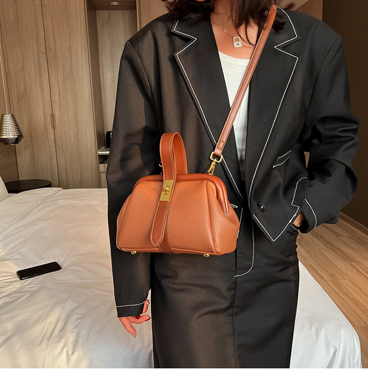 Cross-border bag women's bag 2022 fashion new lychee pattern clip handbag fashion all-match shoulder Messenger bag - Image 7