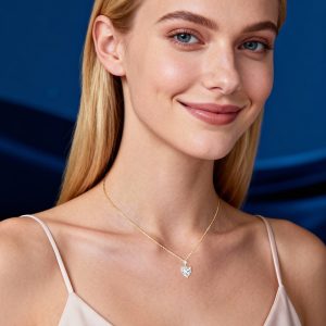 Sweet and sparkly heart-shaped necklace for women, S925 sterling silver, D-color moissanite heart-shaped clavicle chain, Amazon wholesale.