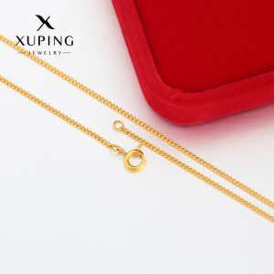 Xuping Jewelry's minimalist imitation gold light luxury necklace, European and American cross-border stainless steel 24k color chain, wholesale women's chain.