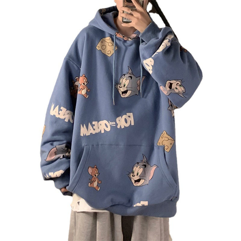 Men's sweater plus velvet thick winter Korean version trend hooded autumn and winter loose all-match ins Hong Kong style autumn coat - Image 2