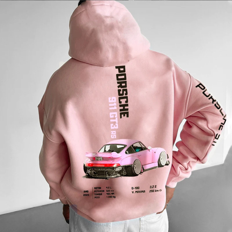 StreetcarHoodiePrintsMen Car Print Trendy Hoodie Loose Casual Versatile Hoodie - Image 9
