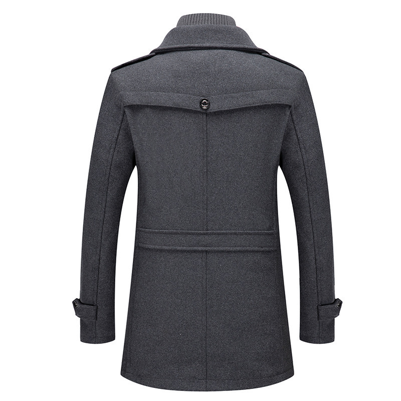2024 autumn and winter men's business woolen coat fashionable double collar cold-resistant woolen coat cross-border woolen coat men - Image 5