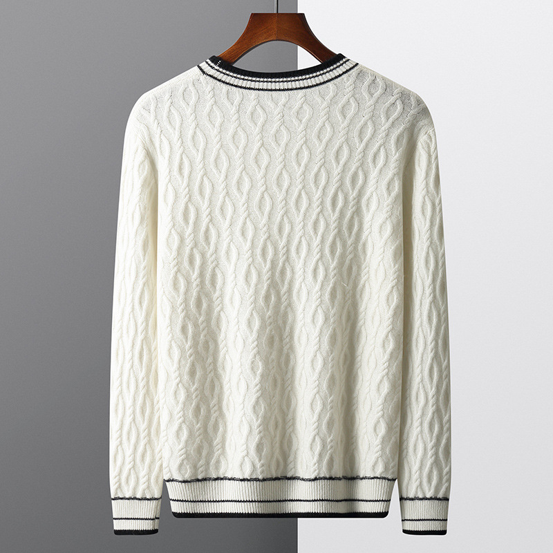 Men's casual thick round neck bottoming sweater new fashion wool bottoming sweater warm solid color men's clothing wholesale - Image 3