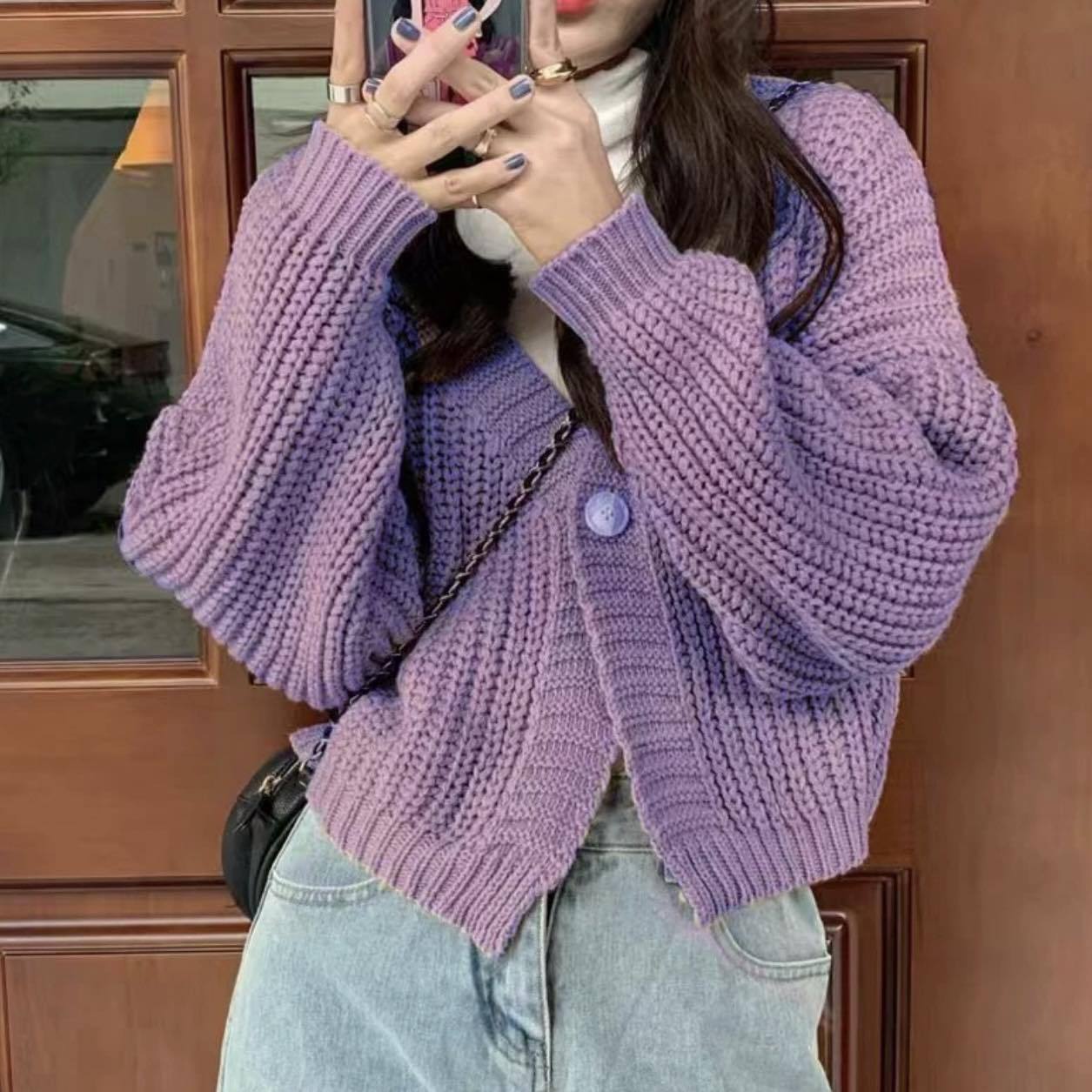 2026 New Sweet and Cute School Style Girls' Top, Loose Fit, Short Sleeve, Single Button Knit Cardigan - Image 21