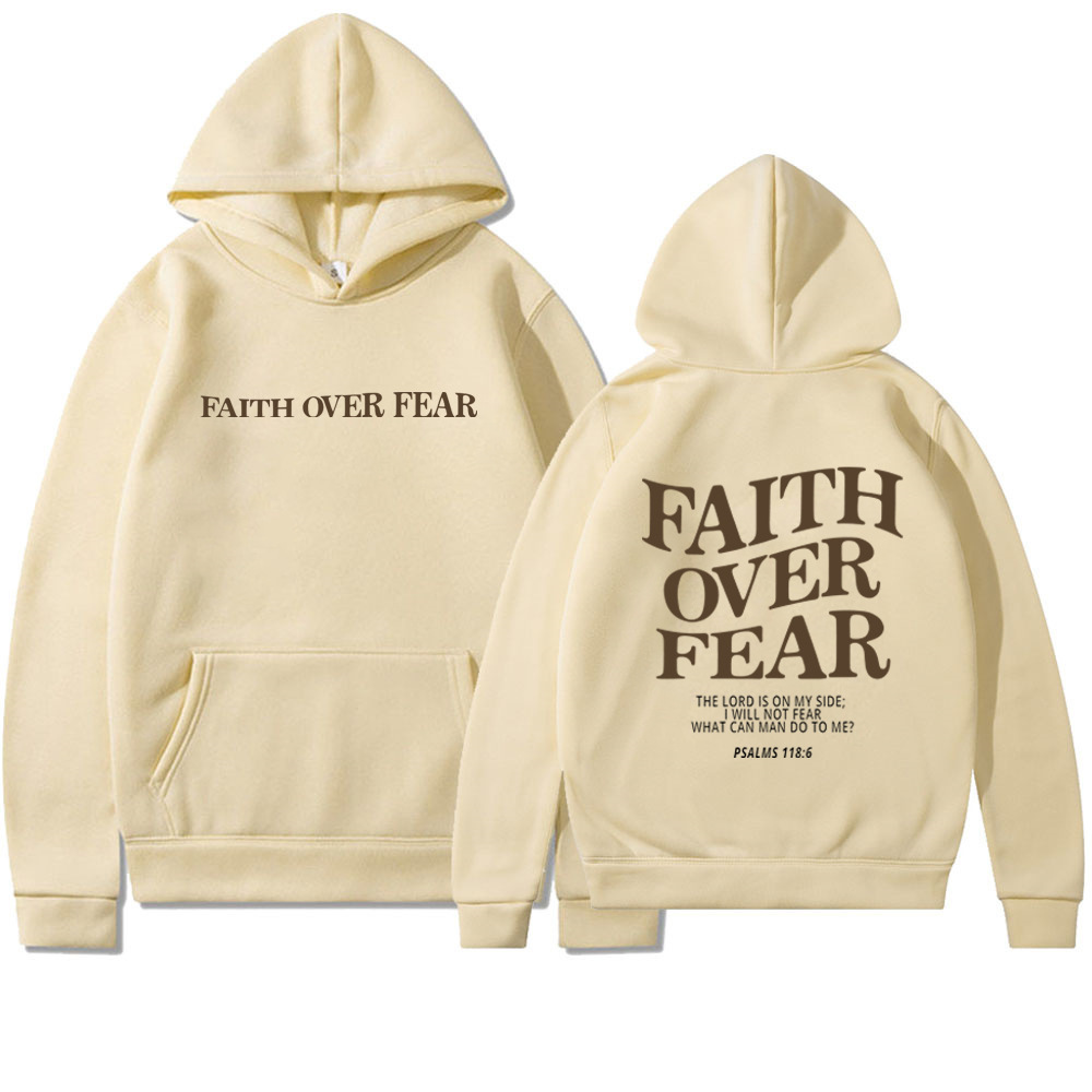Foreign trade Amazon AliExpress new hooded long-sleeved FaithOverFear printed hooded sweatshirt - Image 16