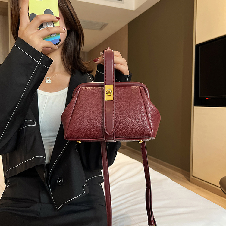 Cross-border bag women's bag 2022 fashion new lychee pattern clip handbag fashion all-match shoulder Messenger bag - Image 10
