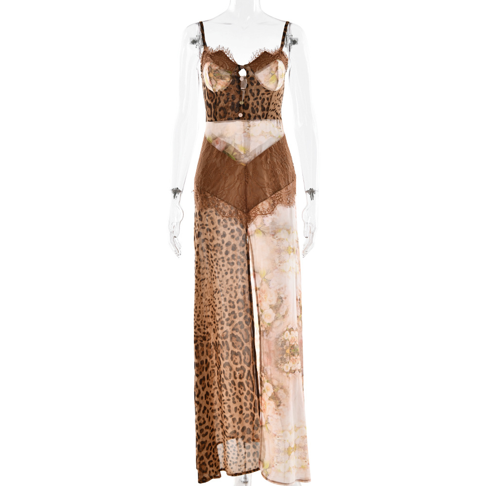 Amazon 2025 Summer Sexy Women's Suspender Maxi Dress, European and American Hot Girl Slit Strapless Chiffon Dress - Image 4