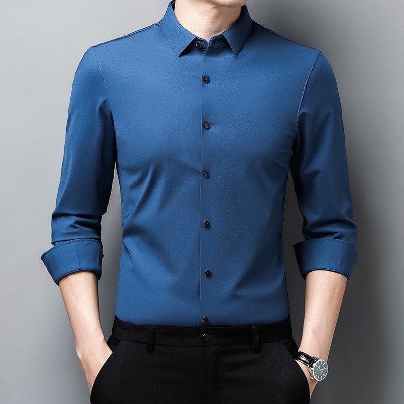 Pierre Cardin High-end Men's Silk Long-Sleeved Shirt, Thin Style, Autumn and Spring, Business Casual, Wrinkle-Free Shirt - Image 9