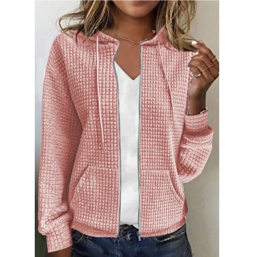 2023 European and American cross-border women's clothing Amazon independent station AliExpress zipper hooded cardigan long-sleeved sweatshirt jacket - Image 7