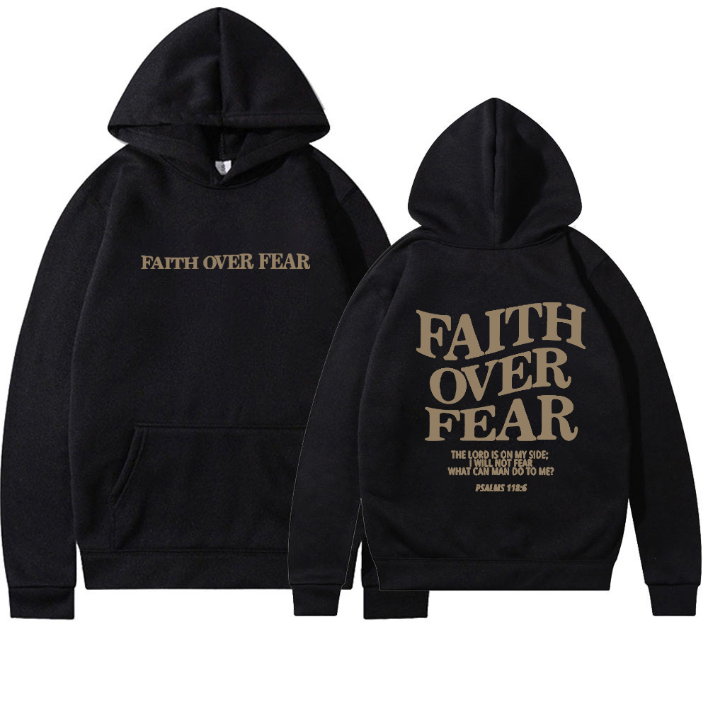Foreign trade Amazon AliExpress new hooded long-sleeved FaithOverFear printed hooded sweatshirt - Image 5